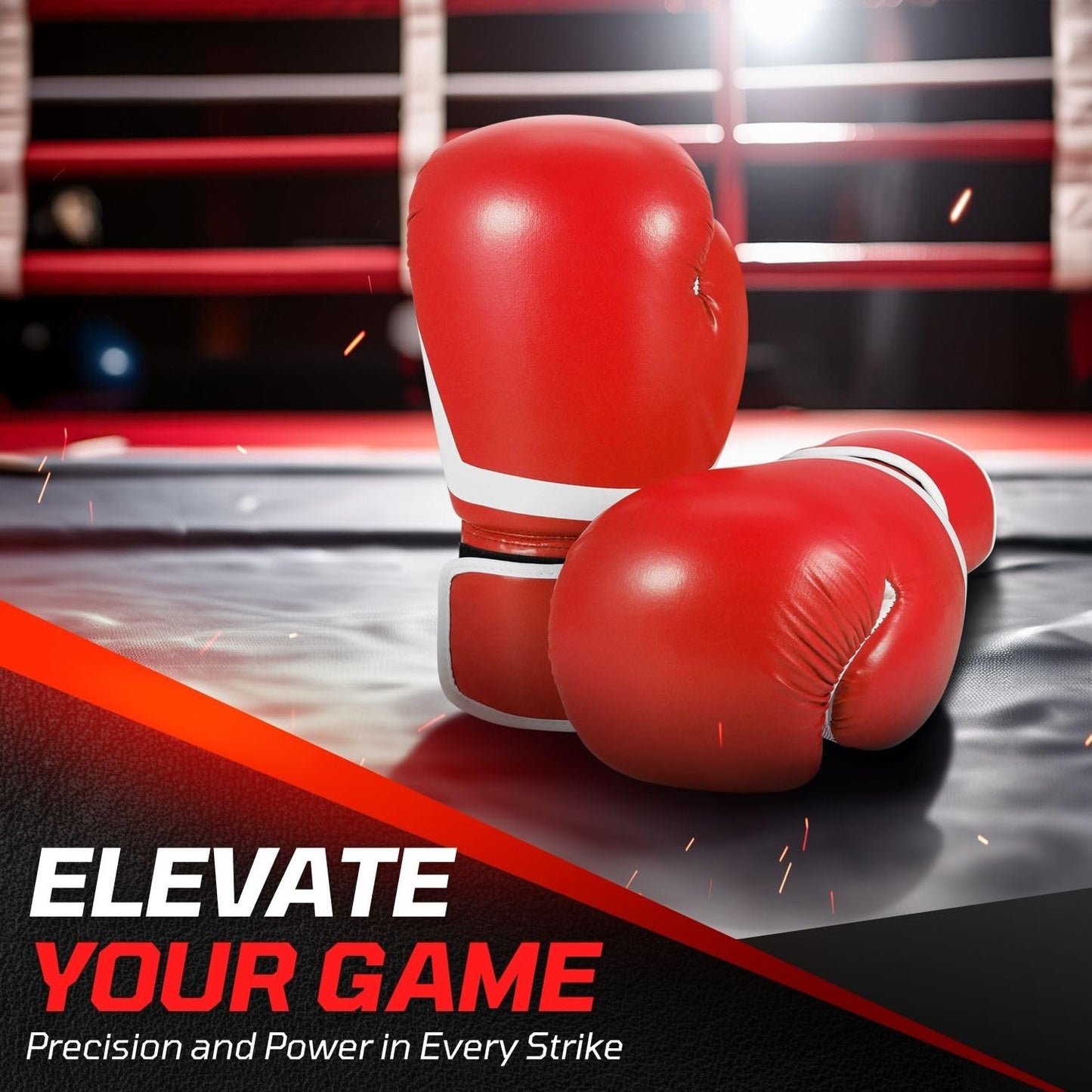 Flexzion Red Durable Padded Boxing Gloves - 10 oz Training Gloves for Men and Women - Kick Boxing Muay Thai MMA - Heavy Bag Training