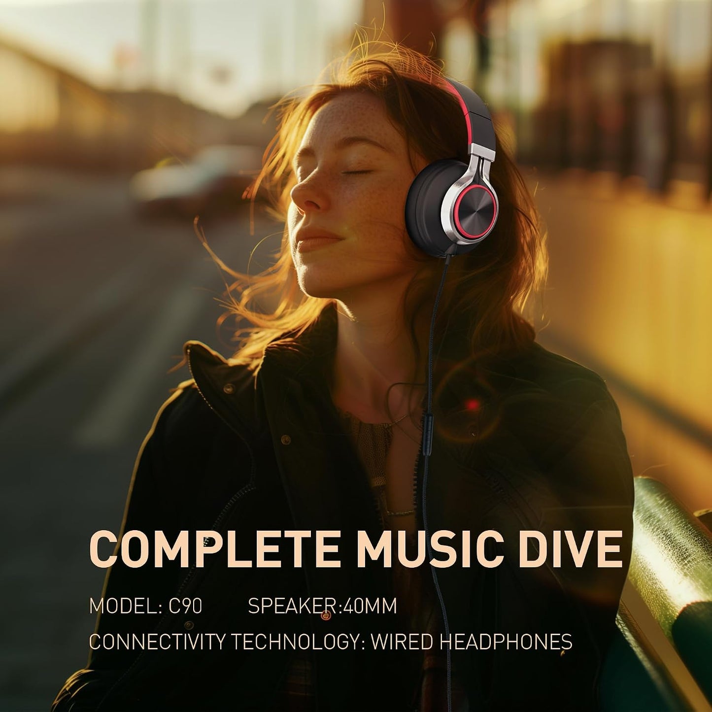 3.5mm AILIHEN Wired Headphones with Microphone, Over-Ear Foldable Corded Head Phones with Volume Control Jack for Teens