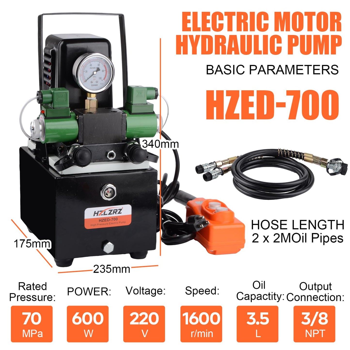 HZLZRZ Two Way Electric Hydraulic Pump Power Pack Unit 2 Stage Double Acting 110v/120V 10k psi (1st Stage/290 Psi, 2nd Stage/10,000 Psi),Two Way Mini