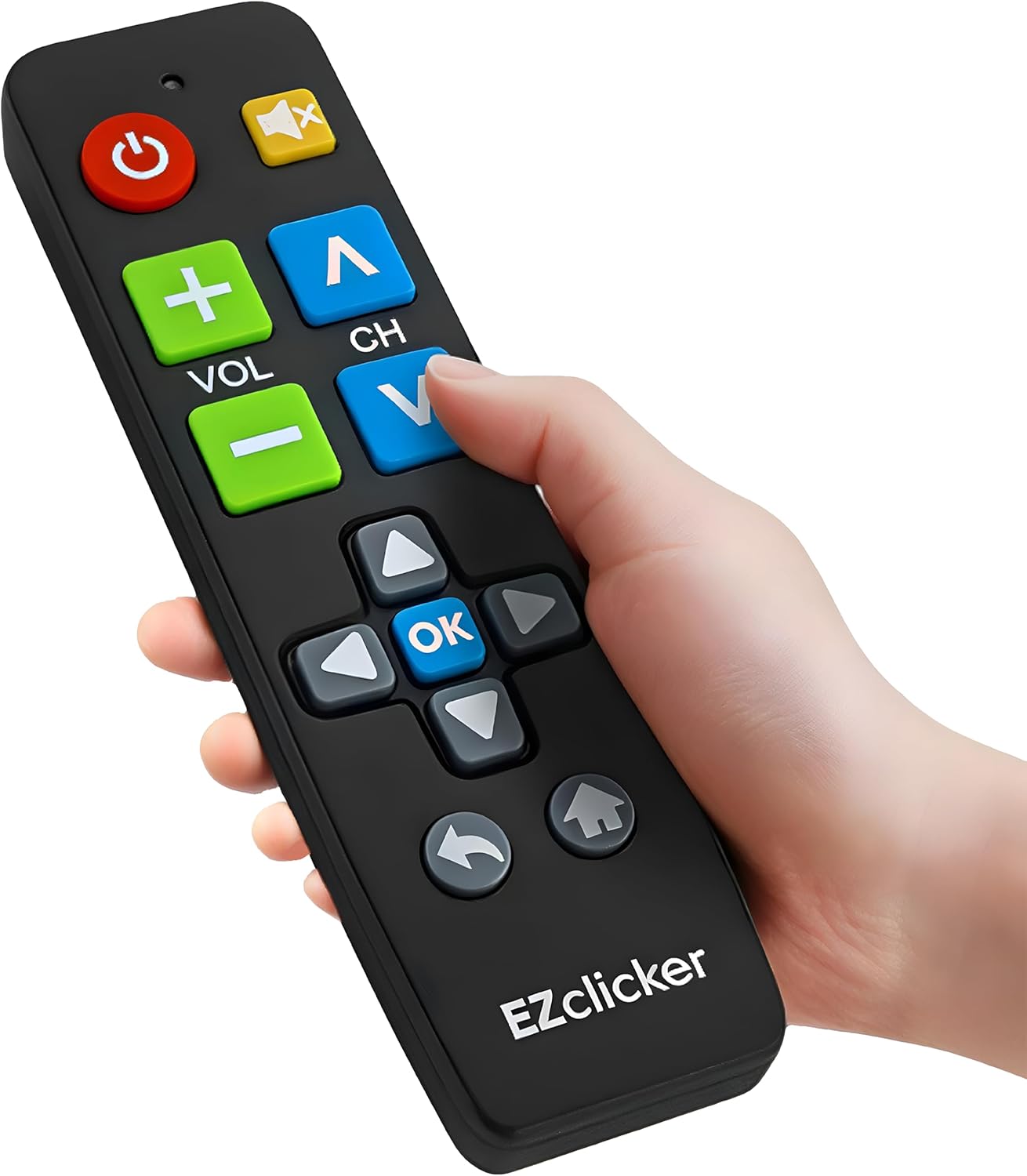 EZClicker (2xAAA Big Button Universal TV Remote (Black) Simple Easy to Use, Great for Seniors, Works with Major TV