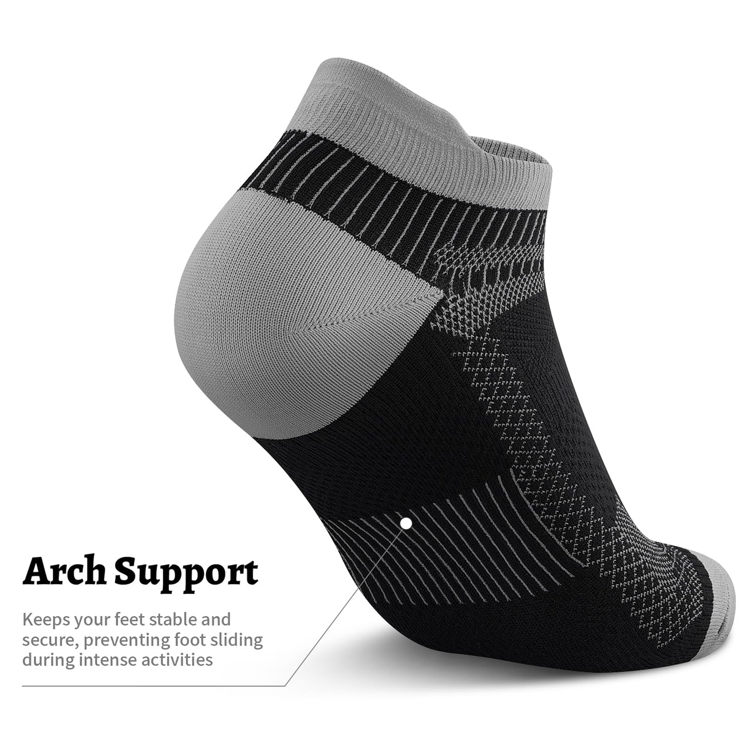 PAPLUS Compression Socks for Men & Women, Low Cut Ankle Running Socks with Arch Support, Plantar Fasciitis Relief for Walking, Cycling, Golf, Travel, Nurses