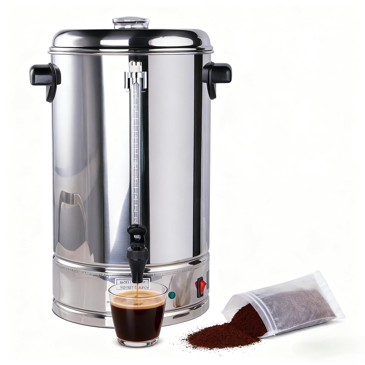 CLIVIA 100 Cup Coffee Urn, Commercial 15L Percolator Coffee Maker, Stainless Steel Large Hot Water Dispenser for Church,Party,Office