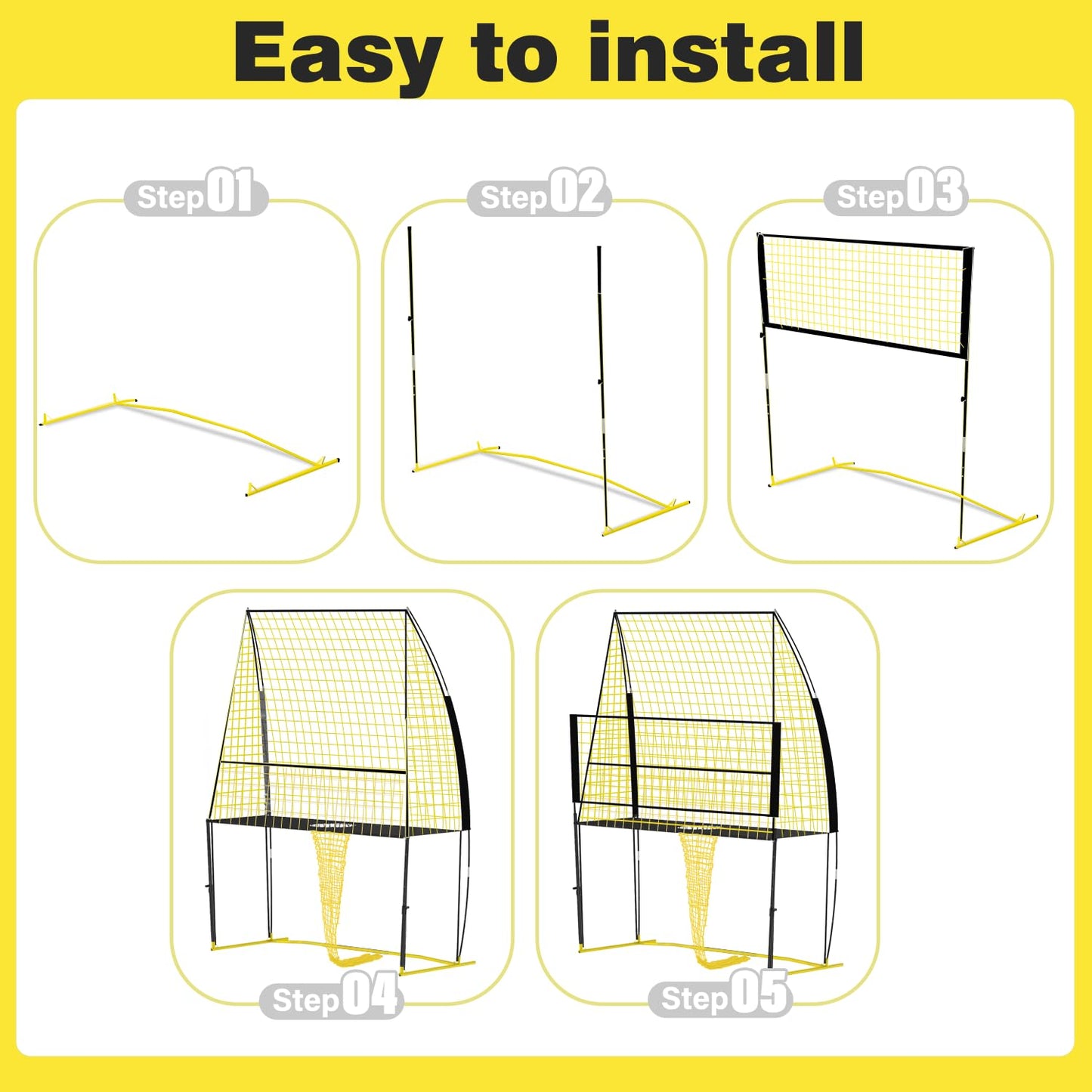 foootcu Volleyball Training Net Equipment System，Volleyball Practice Net of Adjustable Height, Good Stability, Easy Assembly & Storage, Indoor and Outdoor Use