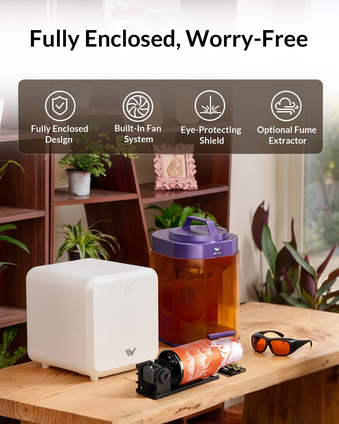 WeCreat Lumos Flex 15W Fiber & 15W Diode Dual Laser Engraver, Built-in 50MP Camera, 10000mm/s Ultra Fast, 3D Embossing, Metal Cutting, Color Marking on Metal, Portable Desktop Laser Engraving Machine