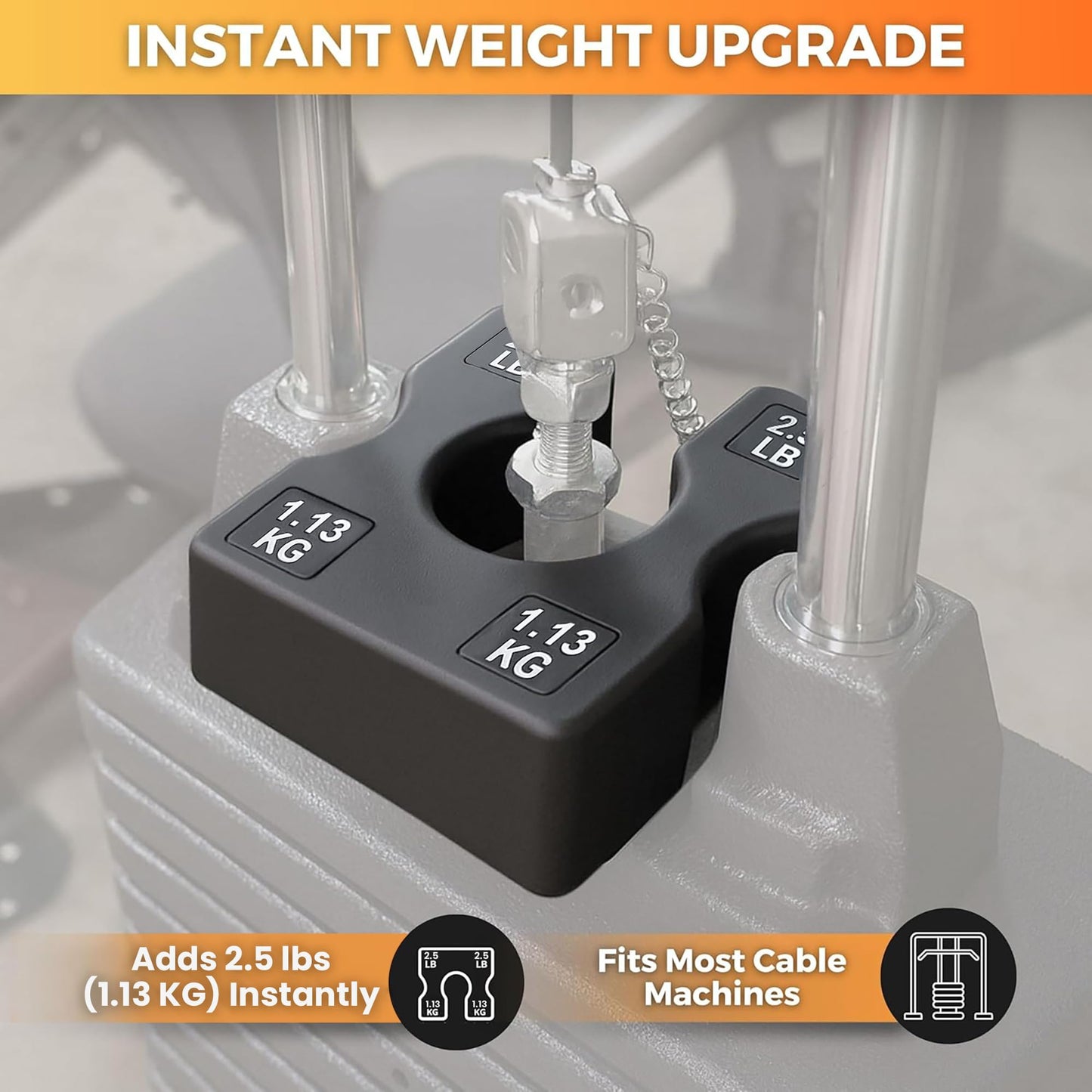 2.5 lb Weight Stack Add On – 2.5 Pound Weight Stack Adapter Plate for Home Gym & Exercise Machines, Add Resistance to Weight Stack, Incremental Weight Adjustments for Improved Strength Training Results