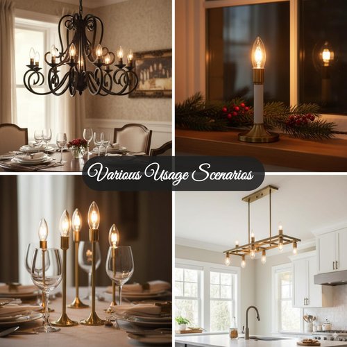 Holiday Joy C26 Christmas Candelabra Replacement Night Light Bulbs - 7W E12 - 120V (12 Pack)