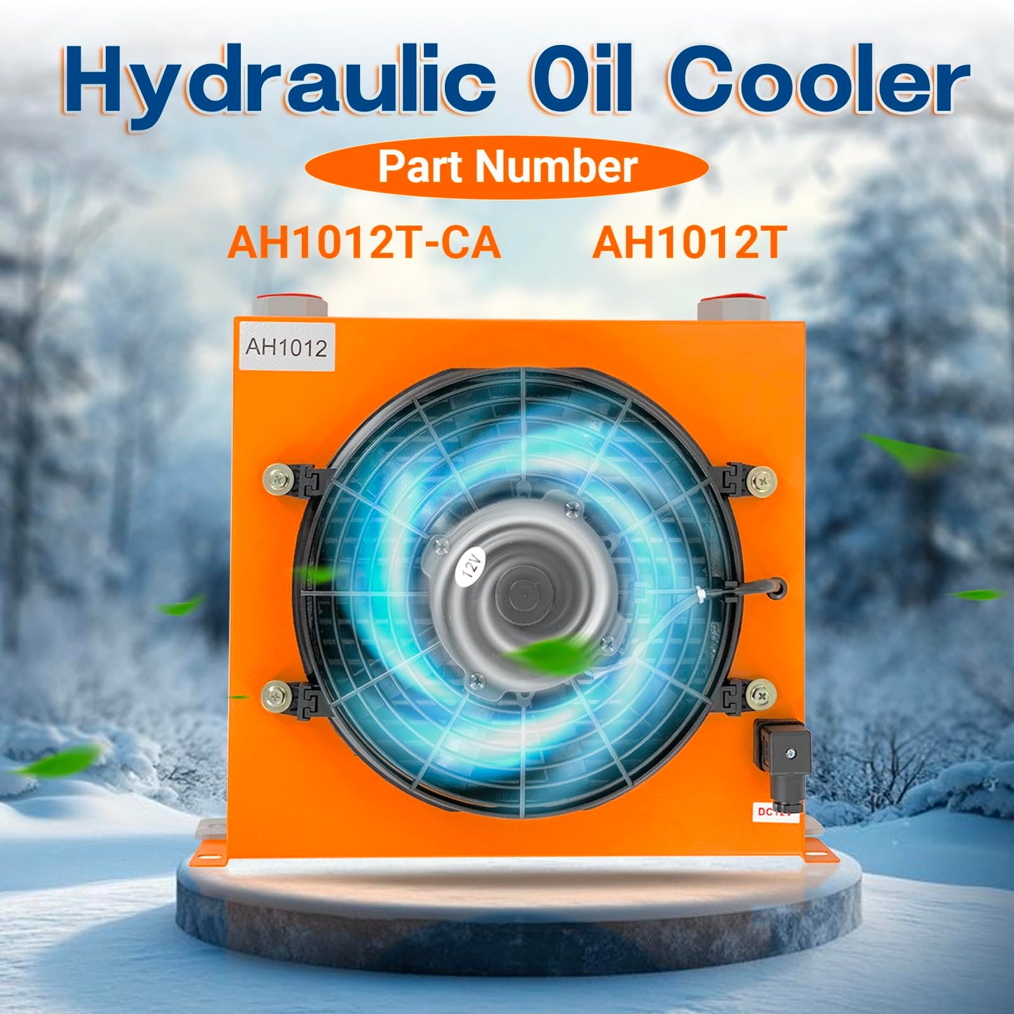 Hydraulic Oil Cooler AH1012T-CA Air Cooled Oil Radiator 120W 12VDC 100L/min Precise Welding & Efficient Fan Replace # AH1012T