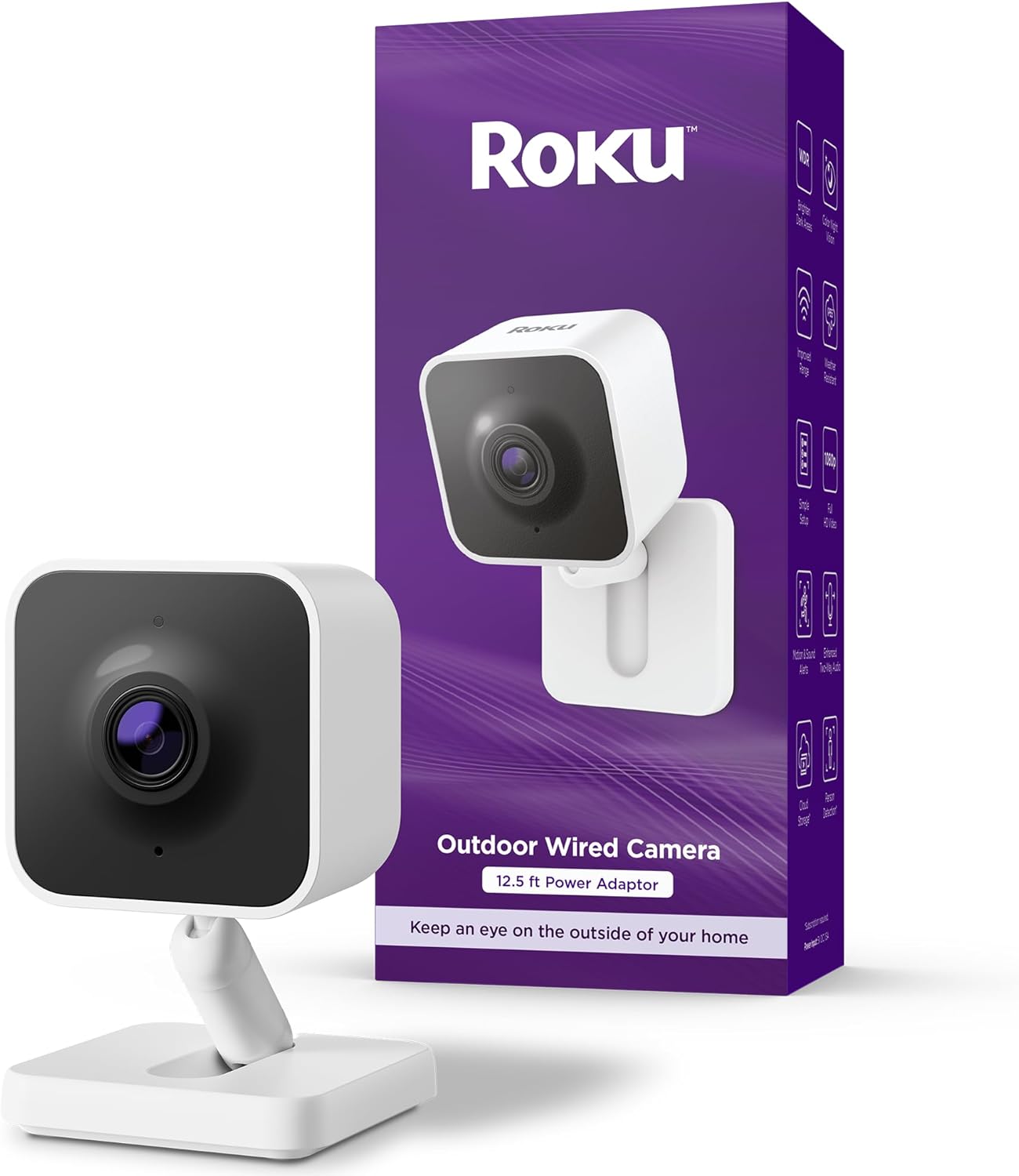 Roku IP65 1080p Outdoor Camera - Home Security - Weather Resistant Wired Security Camera & Pet Monitor with HD Night