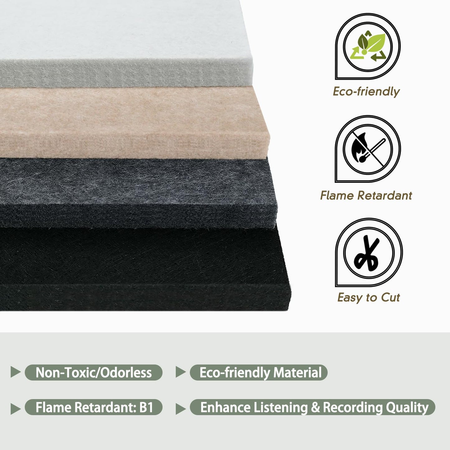 TroyStudio Thickened Acoustic Panels, 31.5 x 23.6 x 0.5 Inches Pack of 6 Felt Wall Decor Tile Sound Absorbing Board, Noise Reverb Echo Dampening Soundproof Padding for Door Music Recording Home Studio
