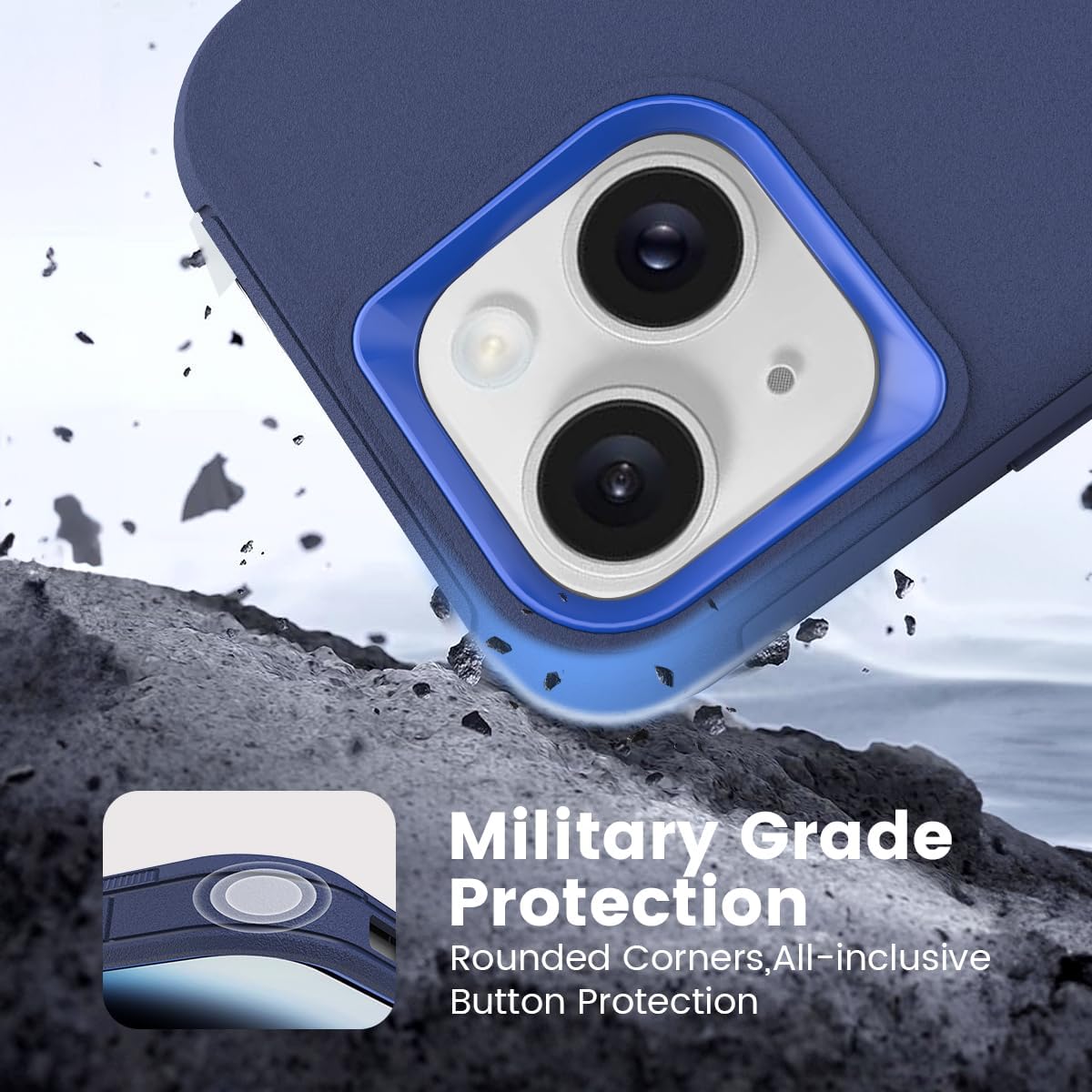 Ballaber 15 15/14/13 6.1 inch Compatible with iPhone for Men, Dual Layer Shockproof Full Body Cover Military Grade Drop