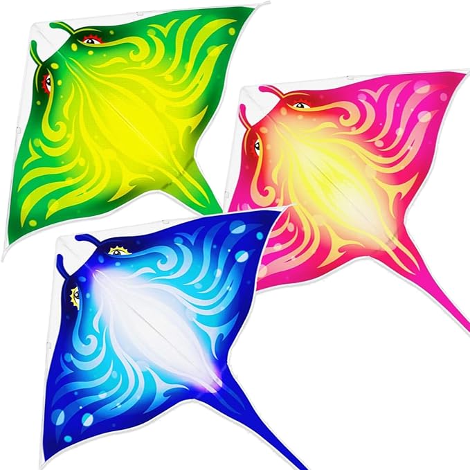 Mint's Colorful Life Devil Fish Kite for Kids and Adults，Easy to Fly Delta Kites Single Line Large, 300ft Kite String Handle Include