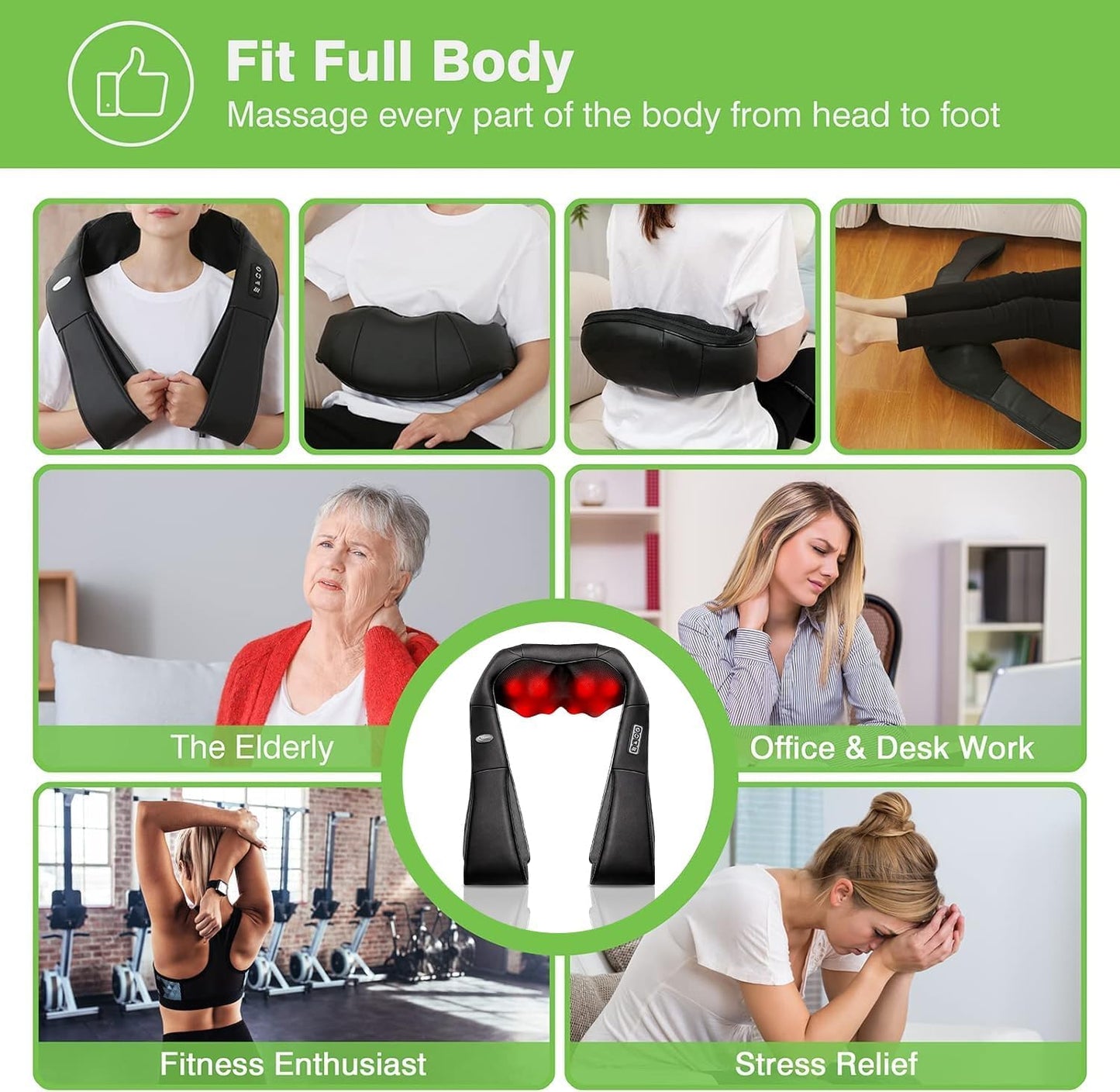 cotsoco Neck Massager, Shiatsu Shoulder and Back Neck Massager with Heat, Neck Massager Pillow for Neck for Body Muscle Pain Relief, Neck Massager Gifts for Mom Dad Women Men, Home, Office Car Use