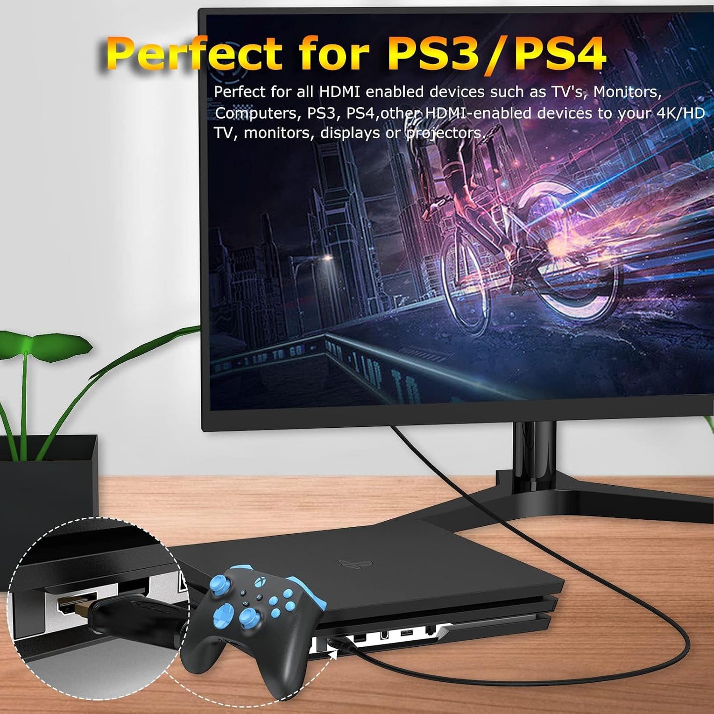 4K 1FT 10-Pack, 2.0 CL3 PS5, PS4, HDMI Cable High Speed HDMI Cable Supports ARC & Rated for Laptop, Soundbar, Monitor