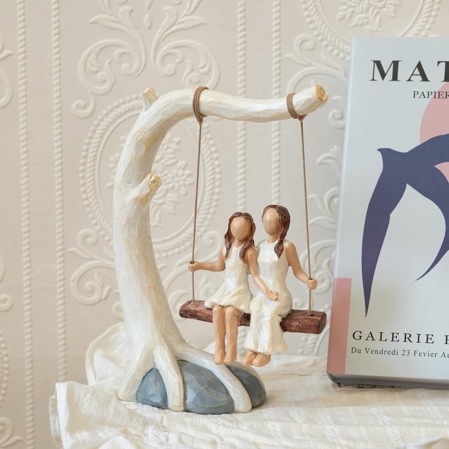 Regine Switzerland Mother Daughter Swing Statue - Hand-Painted Figurine | Perfect Birthday Gift