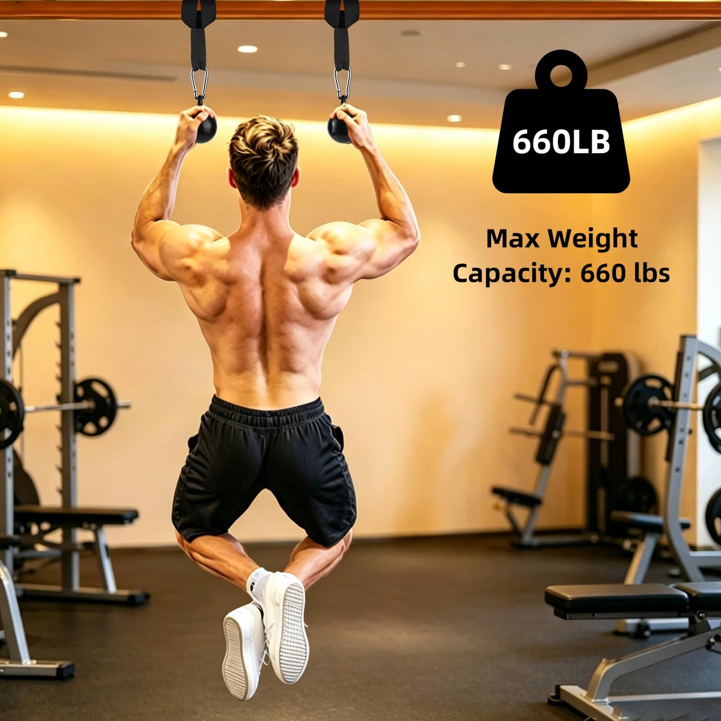 Solid Non-Slip Iron Cannonball Grips, 70 mm Pull Up Balls with 3 Length Hanging Straps and Carabiners, Grip Strength Trainer for Pull-Up Bar, Dead Hangs, Forearm and Hand Training Home & Gym Gear