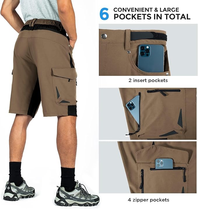 XKTTAC Men's Outdoor Quick Dry Lightweight Stretchy Shorts for Hiking, Tactical, Camping, Travel with 6 Pockets