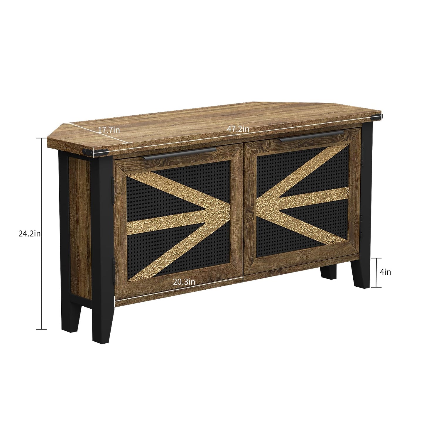 VFK Farmhouse Corner TV Stand for 50 Inch TV, Rustic Entertainment Center with Storage, Space-Saving Media Console Table for Living Room & Bedroom
