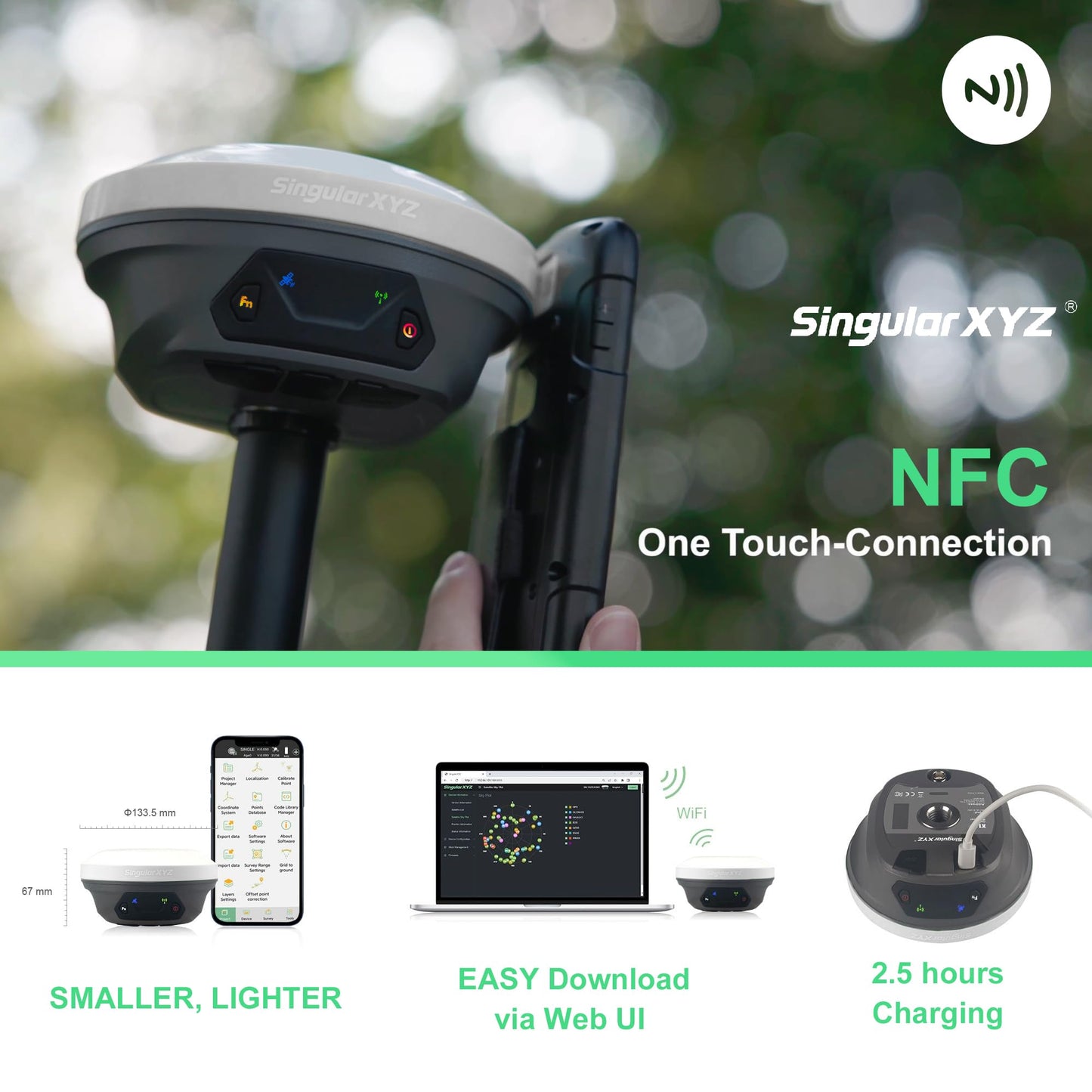 E1 GNSS IMU RTK GPS Surveying Equipment Rover Receiver Rtk Gnss Handheld Collector and Survey Software, 1408 Channels, 1cm Accuracy, 5km Distance