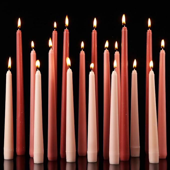 MTLEE Taper Candles 8/10/12 Multi Height Unscented Taper Candles 8 Burn Hours for Dinner Decorative Home Decoration Wedding Party Candlesticks(Gradient Pink,36)