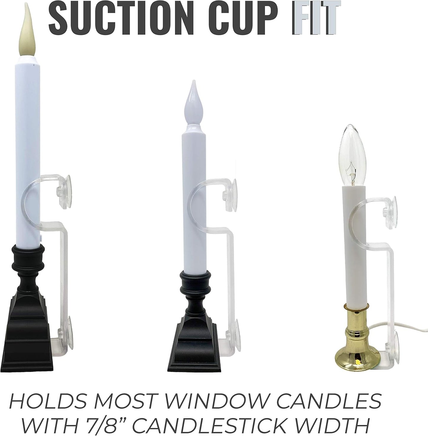 612 Vermont Window Candle Holders - Secure Suction Cups & L-Shaped Bracket | Fits Most Candles, Pack of 4
