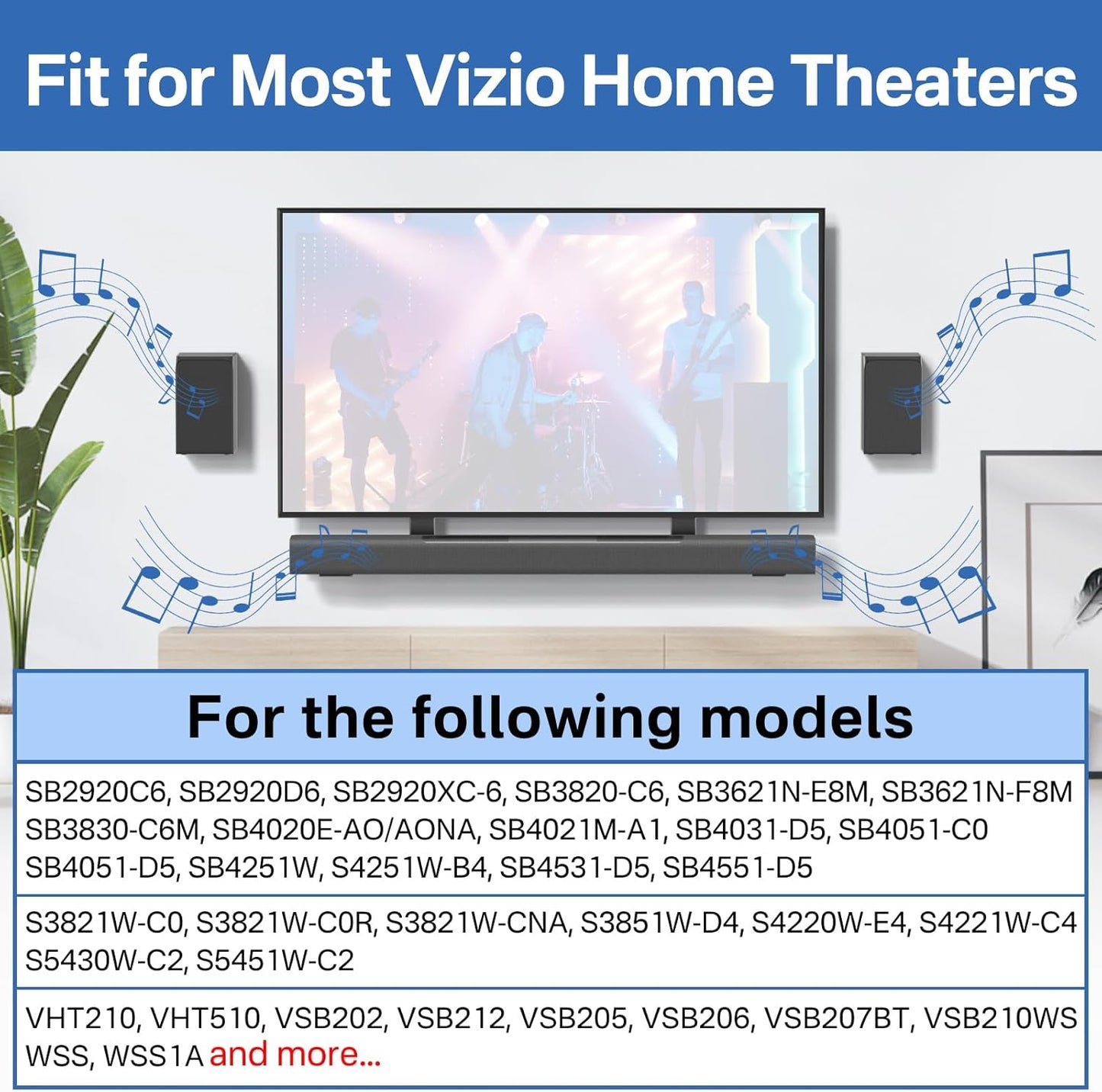 Upgraded Sound Bar Mounts Under TV for Vizio Soundbar Mount with Vizio Speaker Mount and Remote Holder - Adjustable