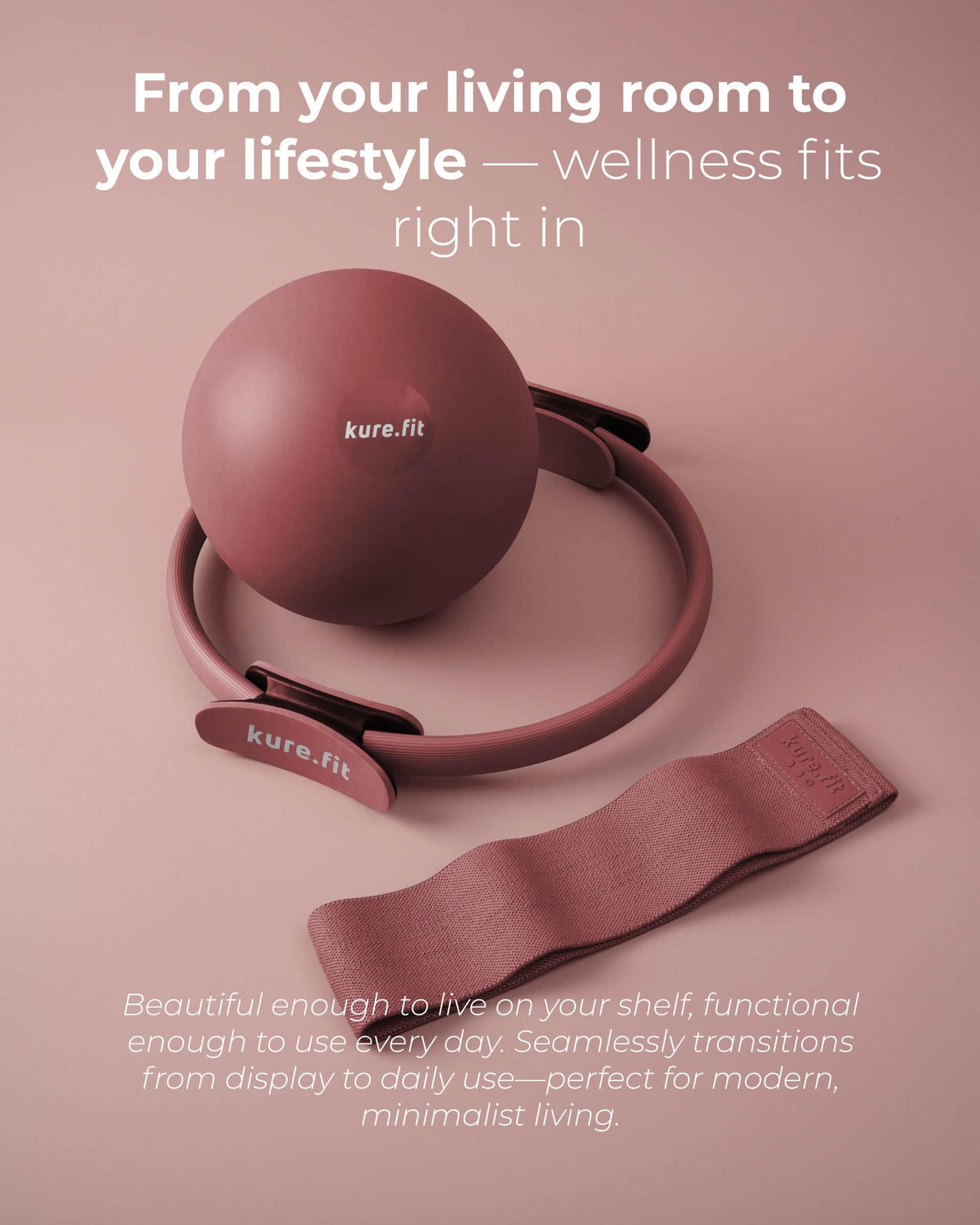 kure.fit Pilates Kit for Women – Home Pilates Equipment Set with Ring, Ball & Resistance Bands | Pilates Starter Kit with Accessories in Gift Box