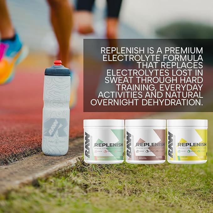 RAW Replenish, Premium Electrolytes Powder Recovery Formula, Lemon Lime (60 Servings) - Flavored Electrolyte Drink Mix Supplement for Hydration, Replenishment, Endurance & Performance Workouts