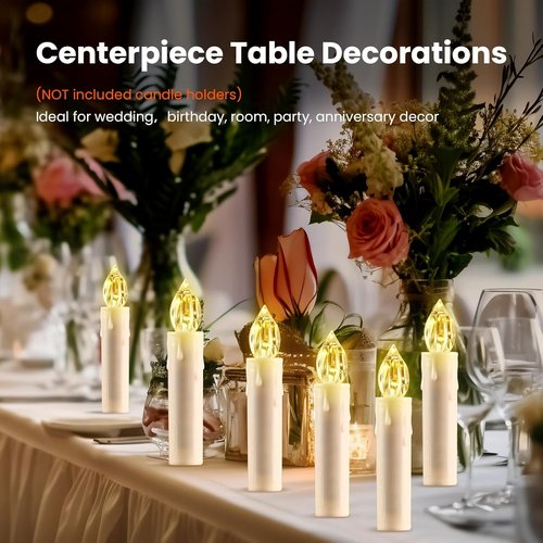 JOSU Flameless LED Taper Candles - 12Pcs Battery Operated with Remote Timer | Warm White for Home Decor