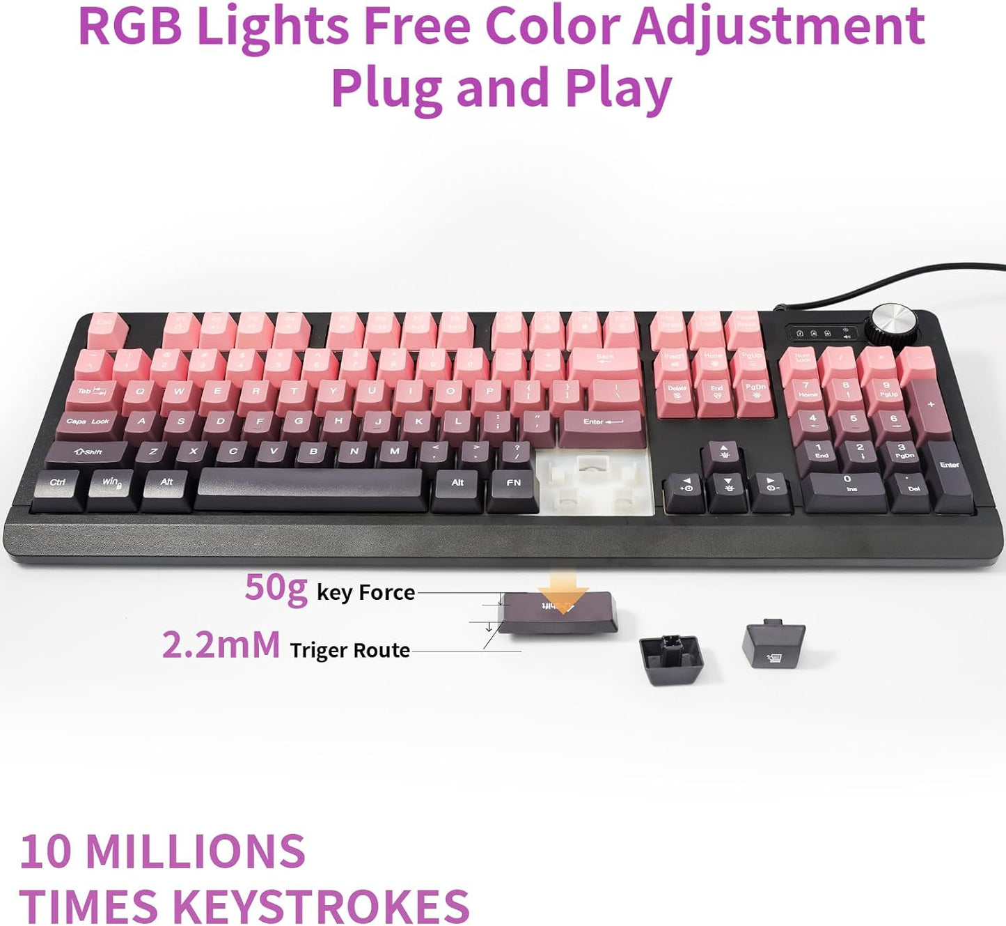 Generic 100 Wired RGB Gaming Membrance Keyboard. Percent Mini Creamy LED Computer Keyboard .Small Ergonomic Clicky