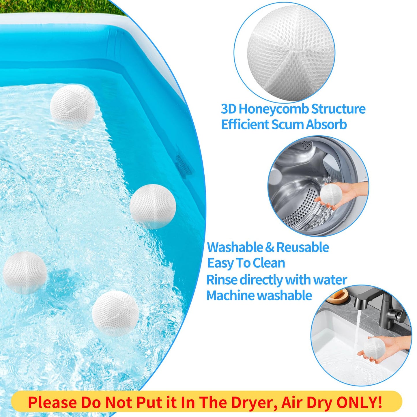 2 Pcs Cold Plunge Filter Scum Absorber, Ice Bath & Cold Plunge Accessories, Reusable Ice Bath Tub Filter Oil Scum Balls Floating to Keep Water Clear, Cold Plunge Water Filter, Ice Bath Water Cleaner