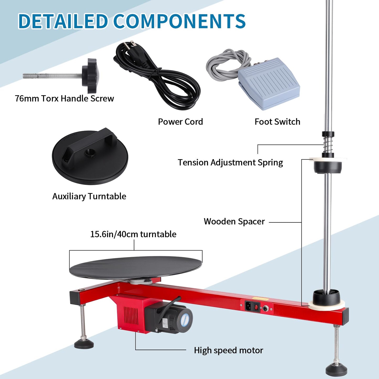 CHENNTAI Electric Stretch Film Wrapping Bench, with 15.75 in Turntable and Foot Pedal Dispenser Wrapping Machine Film Width Within 29.52 in for Product Packaging