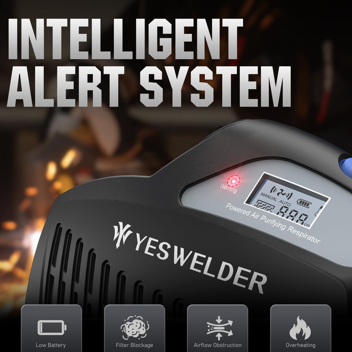 YESWELDER Powered Air Purifying Respirator, True Color Auto Darkening Welding Helmet with PAPR System, Three Airflow Control Levels