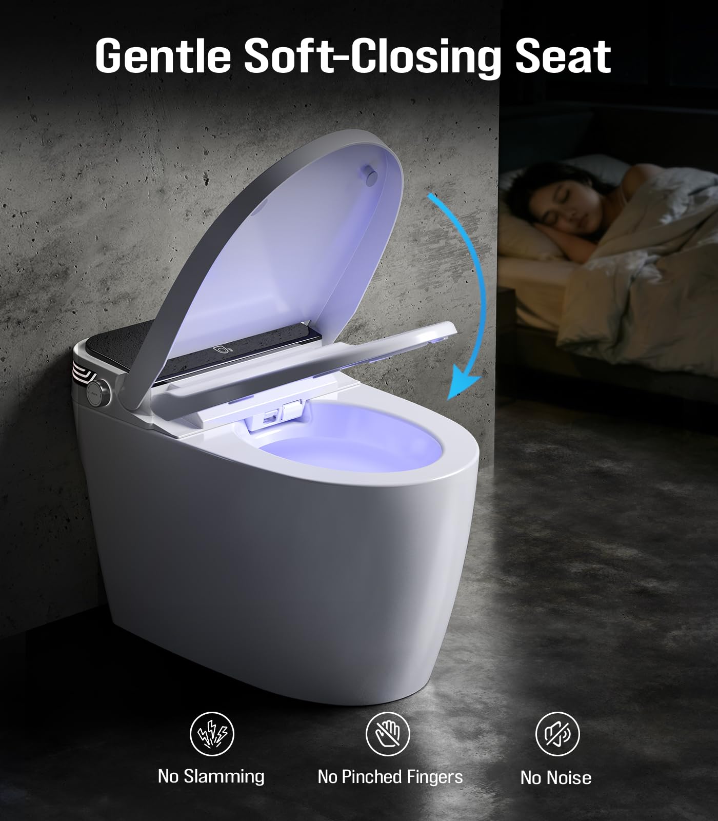 Loniko Smart Toilet with Bidet Built-In, Tankless Powerful Dual Flush, Auto Open/Close & Auto Flush, Elongated Heated Seat, Instant Warm Water & Dryer, LED Night Light & Temp Display
