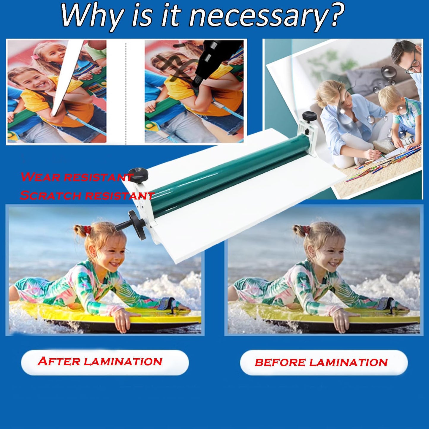INTBUYING All Metal Frame 14inch 360mm Manual Cold Roll Laminator Mount Laminating Machine