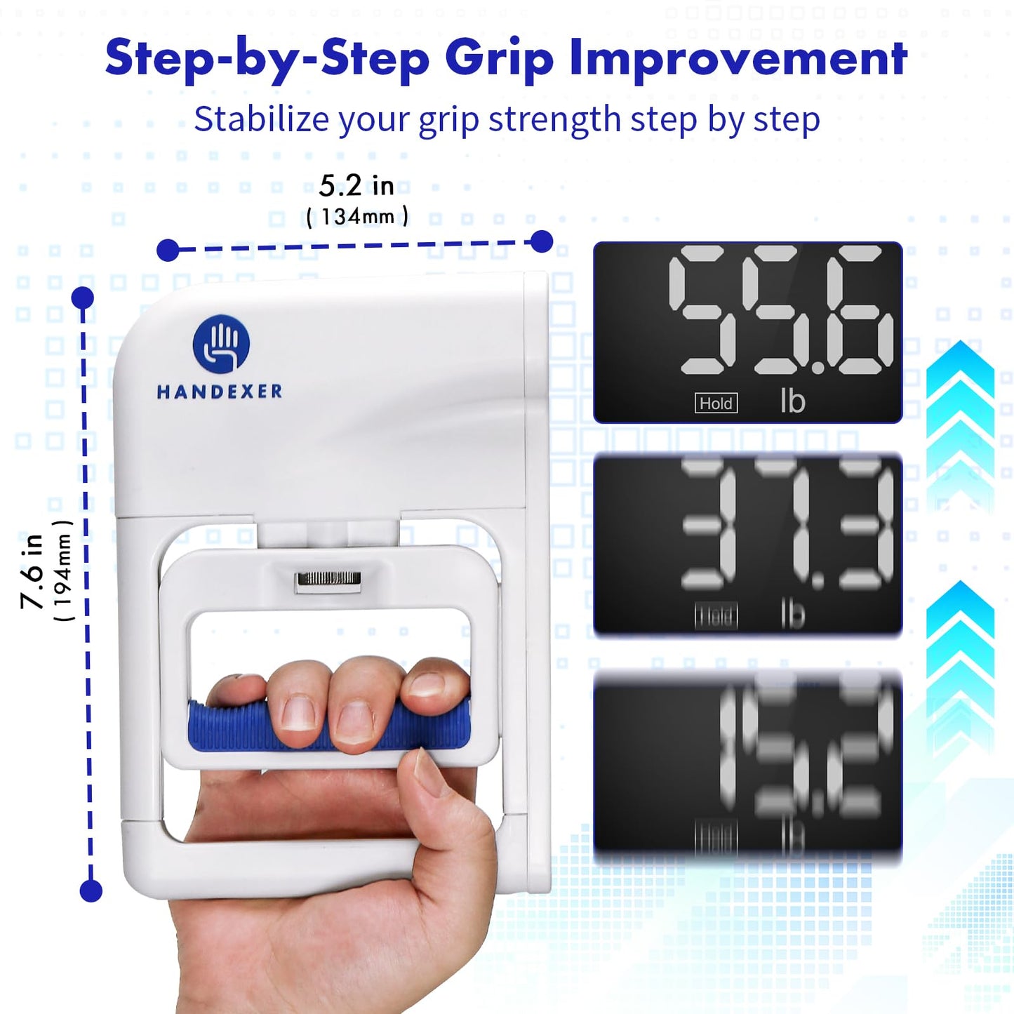 Handexer Grip Strength Tester 265lb/120kg, Digital Hand Dynamometer FDA Registered with Backlit LCD for Grip Strength Testing and Training