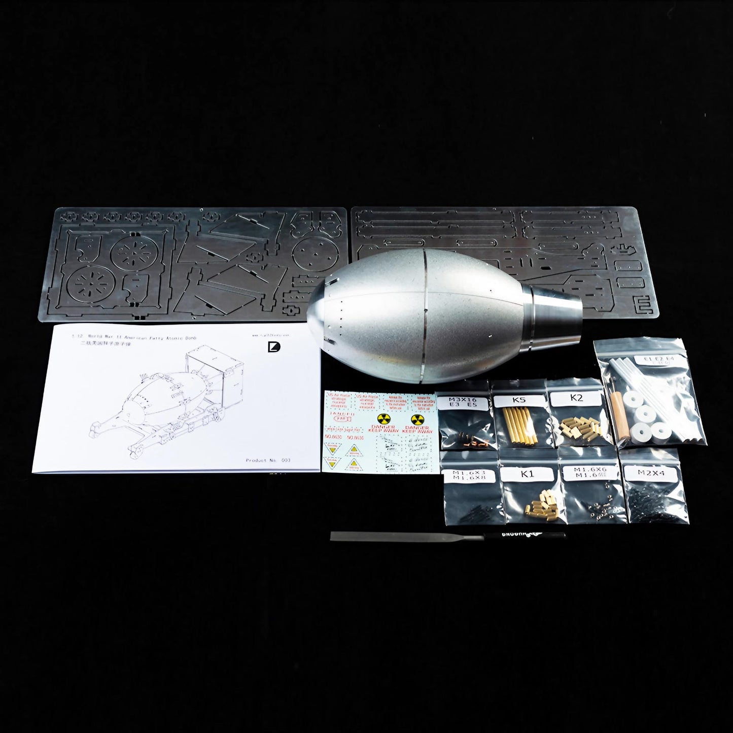 HumblePleb 1/12 Full Metal WWII American Fat Man Nuclear Bomb Assembly Model - A Great Collectible for Oppenheimer and Military - 3D Metal Puzzles for Adults