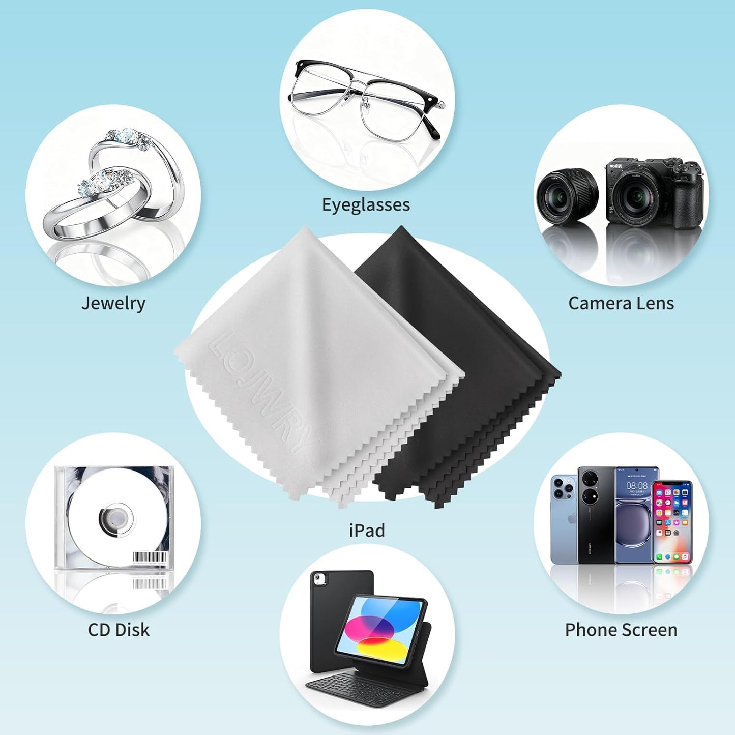 LOJWRY 30 6*7in, Glasses Cleaning Cloth Pcs - Ultra Soft, Individually Wrapped, Streak-Free, Microfiber Eyeglass