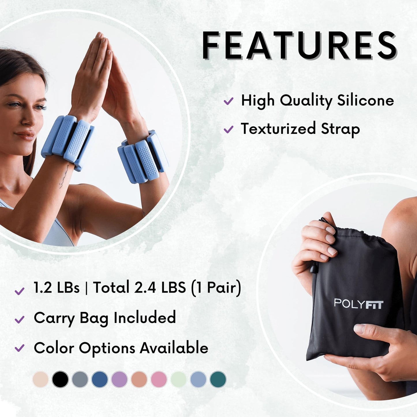 Polyfit Wrist & Ankle Weights - 1 Pair - Wearable Ankle Weights for Women and Men - Wearable Bracelet for Exercise, Yoga, Walking, Running, Dance, Barre, Pilates, Cardio, Aerobics (WINE)
