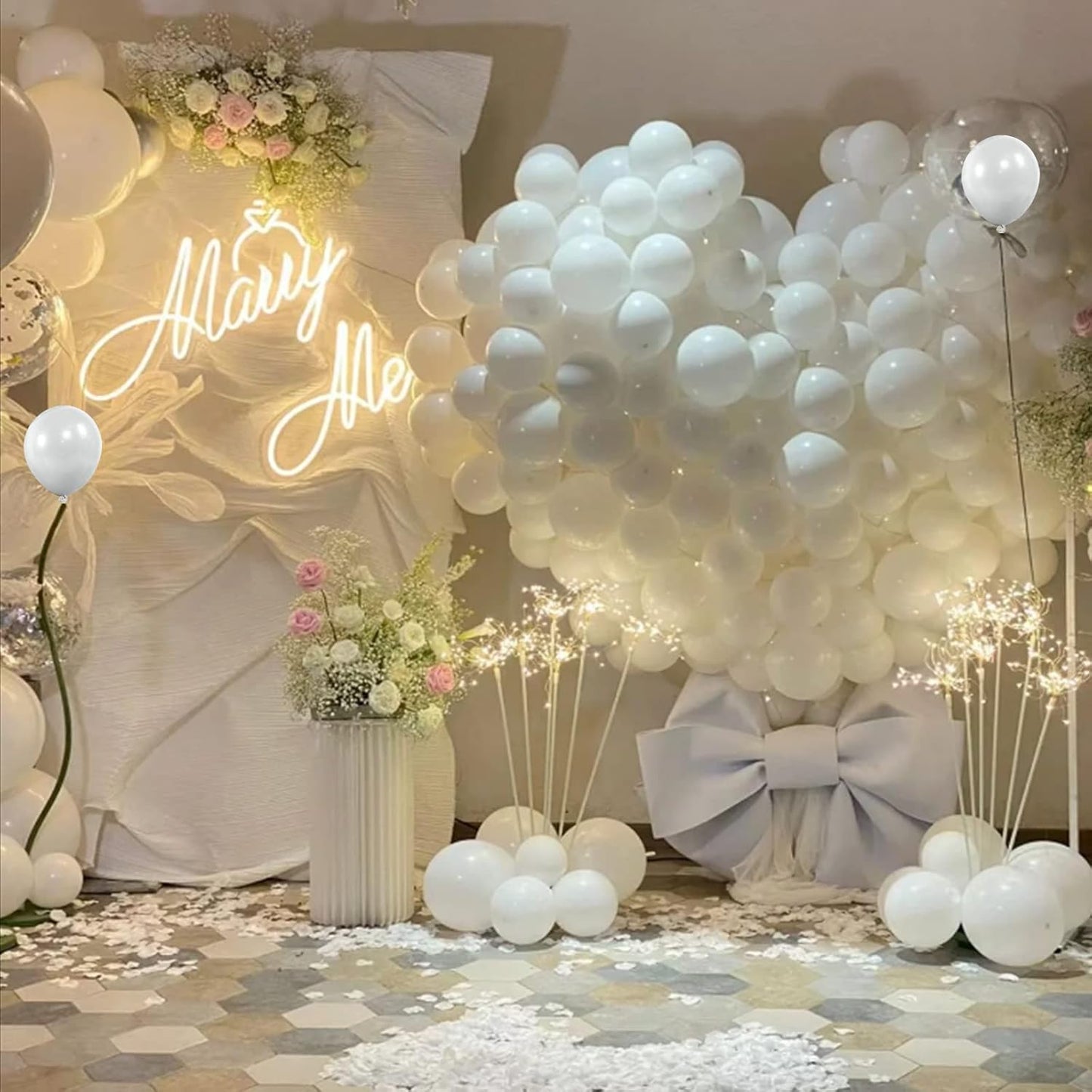 White Balloons 110 Pcs - 5 Inch Mini Thick Latex Balloons for Wedding, Birthday & Baby Shower Decor