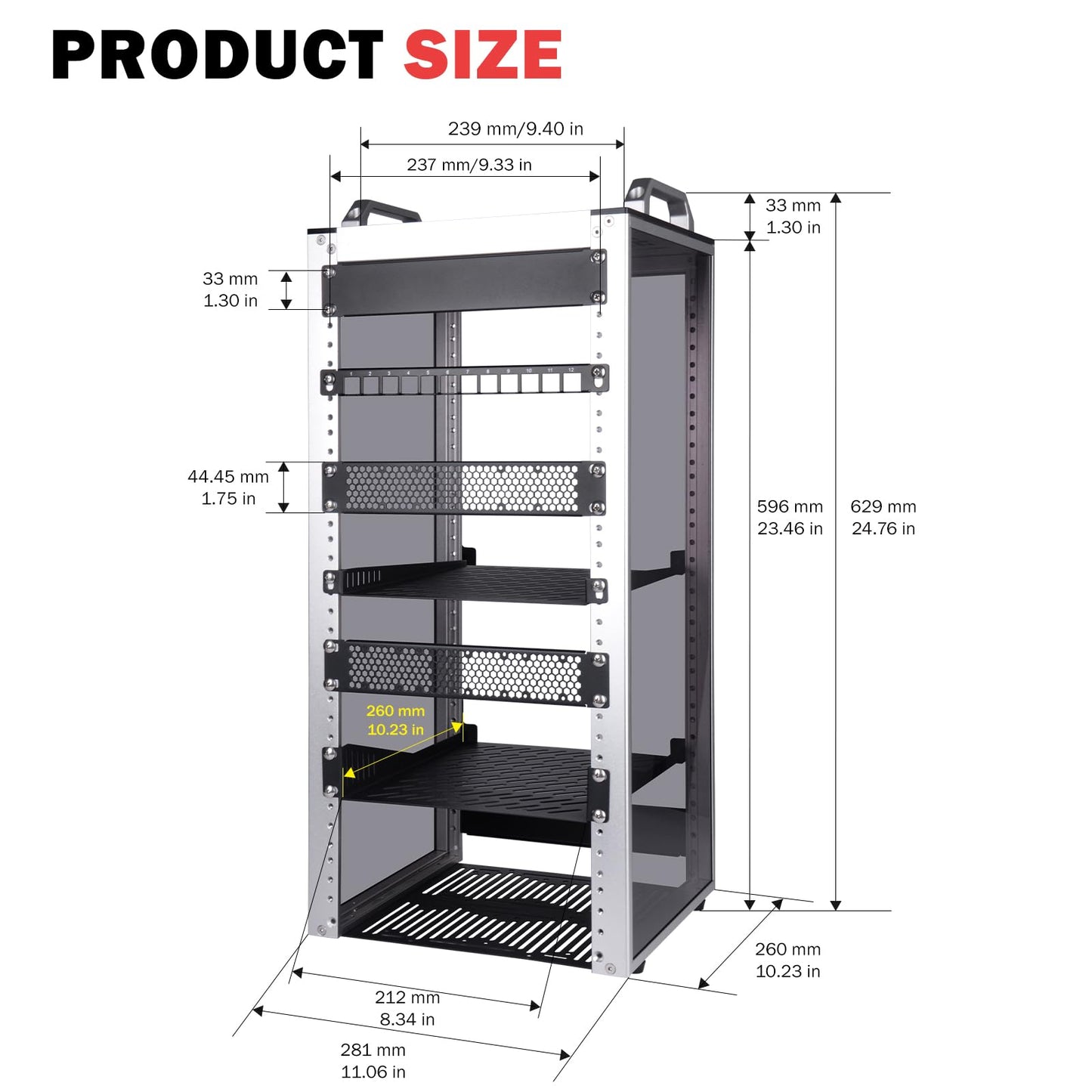 GeeekPi 12U Network Rack, 10 inch Mini Server Rack for Network, Servers, Audio, and Video Equipment, DeskPi RackMate T2 Rackmount, 10.23 inch Depth