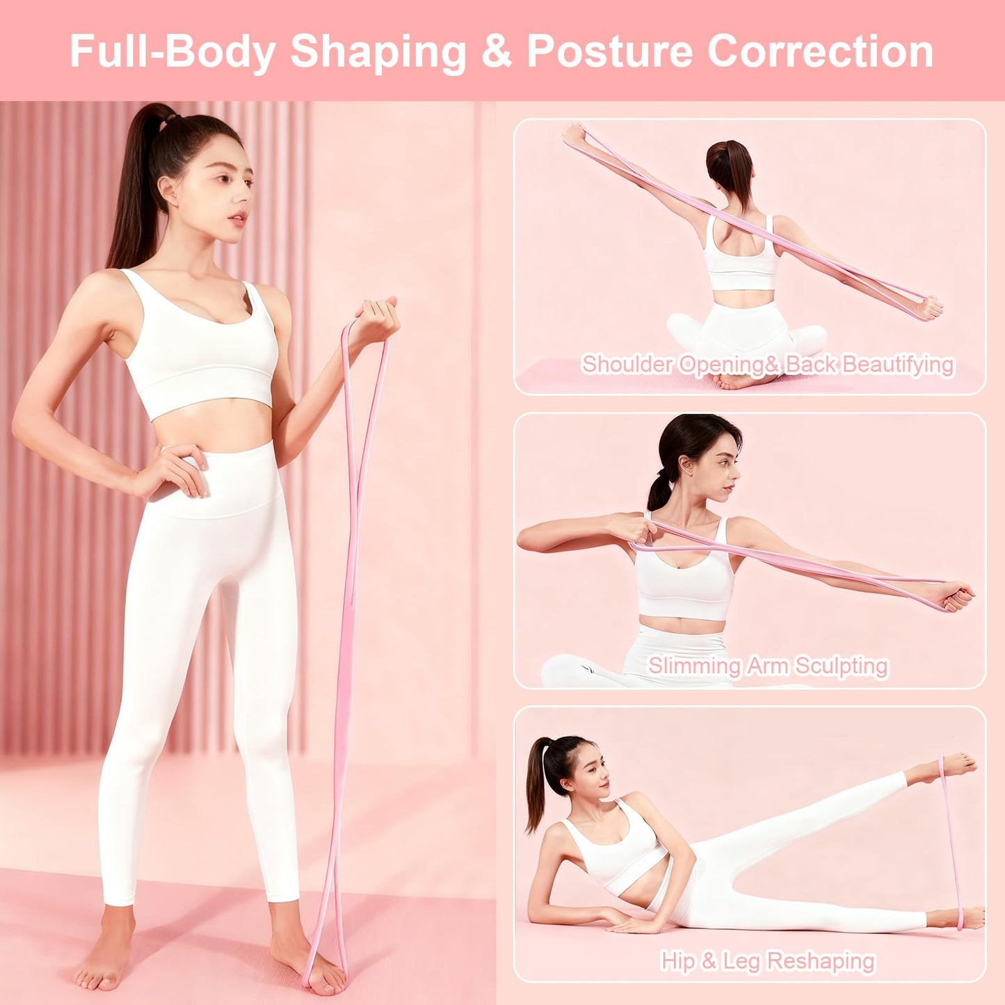 8 Resistance Band for Women, 2 Pcs Exercise Bands Resistance Bands with Handles, Portable 8 Shaped Exercise Band Stretch Bands for Strength Training Yoga Pilates