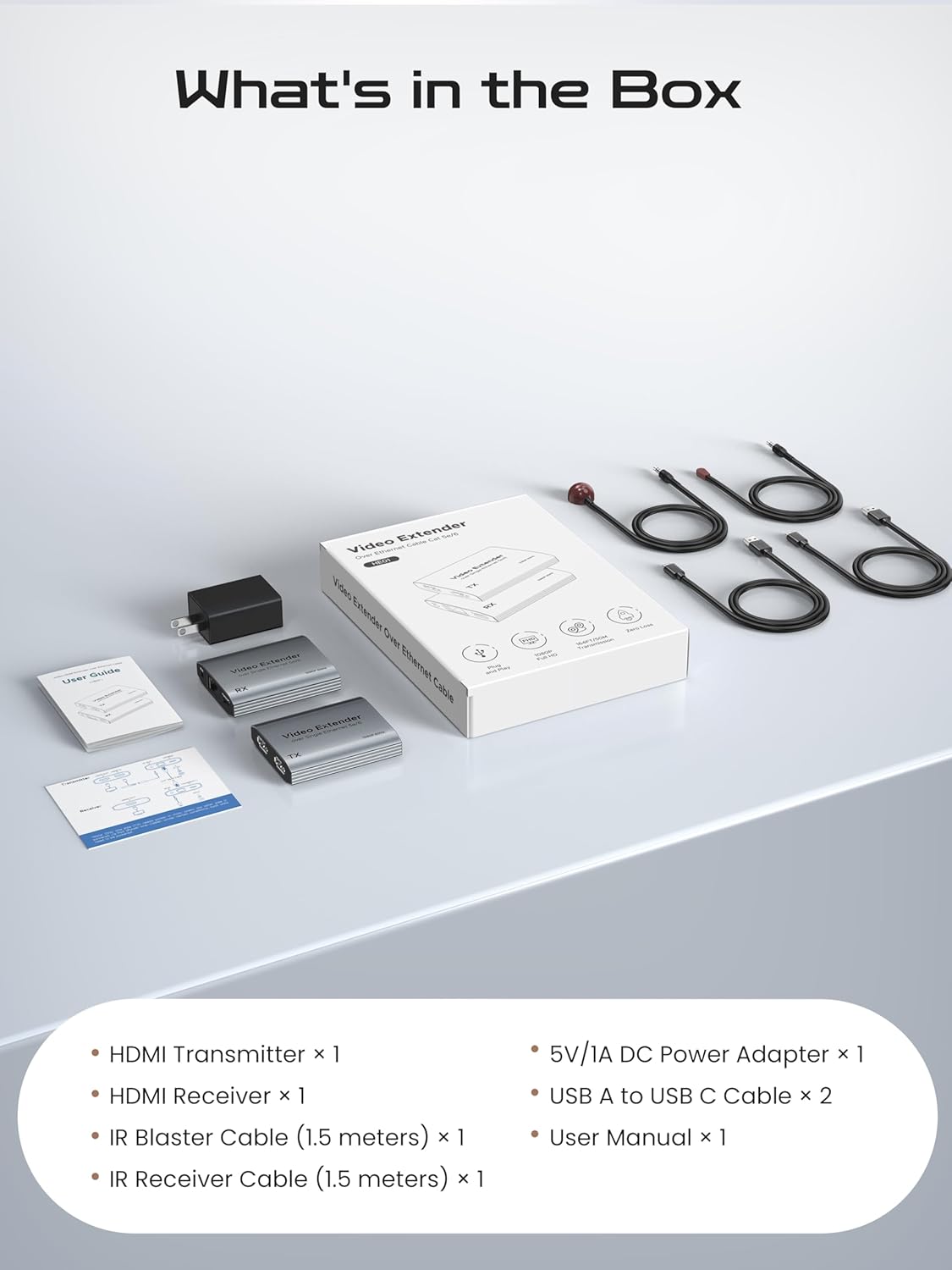 ByteWave 1080P@60Hz, Cat5e/6/7 50m/164ft, 1.3 HDMI Extender HDMI Over Ethernet Cable up to Loop-Out, PoC, IR Control