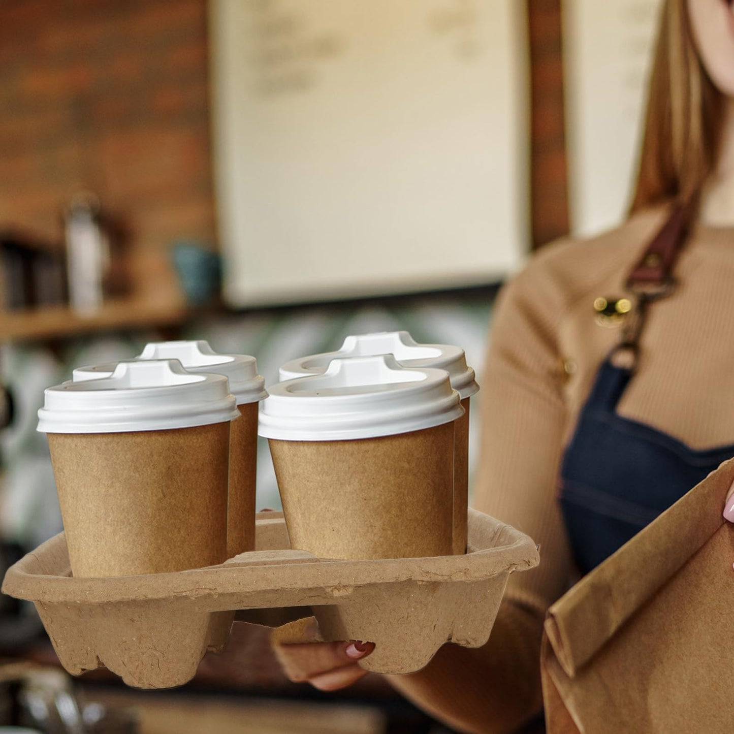 DAJAVE 40 Pack 4 Cup Drink Carrier Cardboard Cup Carriers for Drinks, Cup Holders Tray for 8-32 oz Cup, Drink Holders for Coffee Restaurant Food Delivery