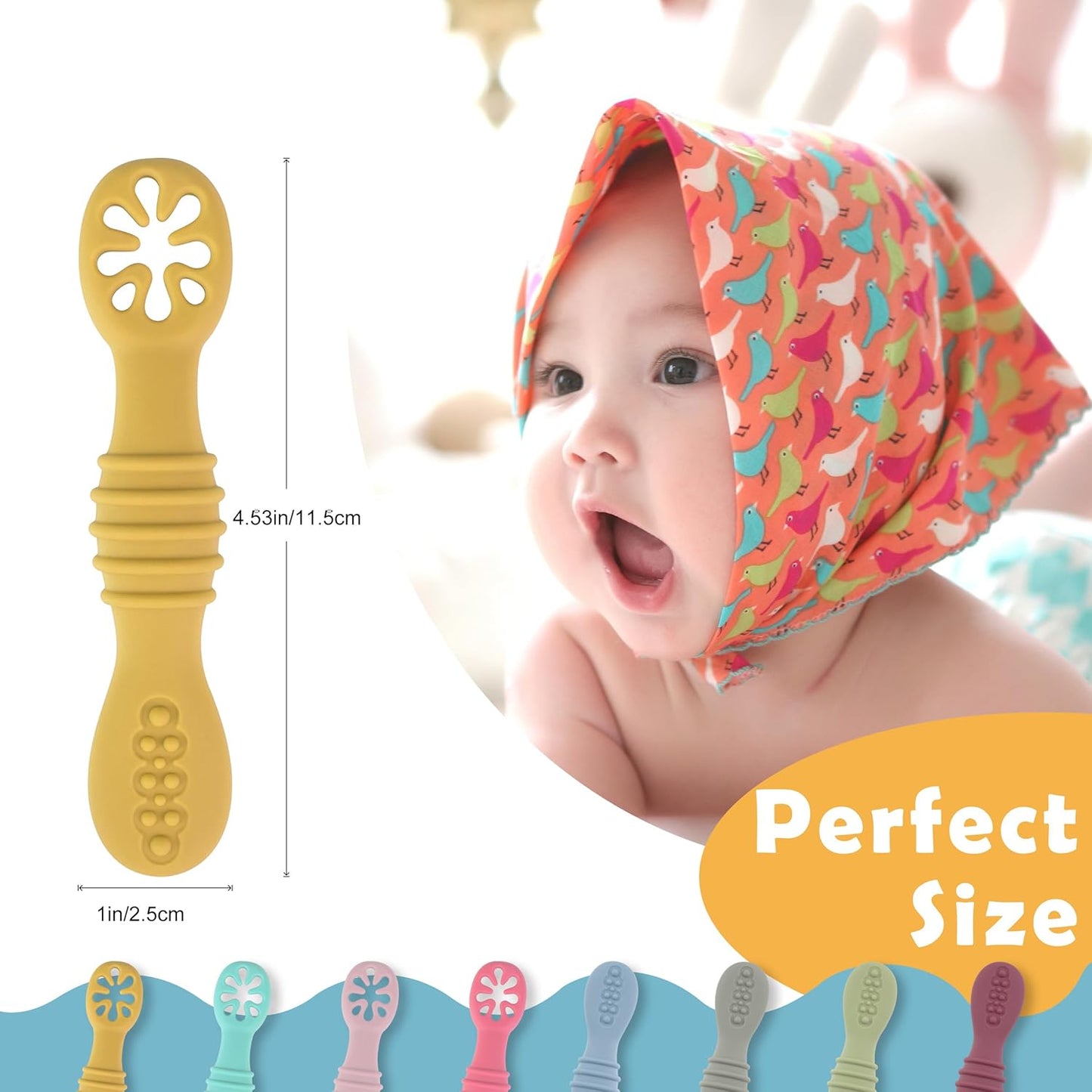 Skiennix Baby Led Weaning Utensils - 8 Pcs Silicone Self-Feeding Spoons for 6+ Months - Multicolor