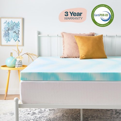 Linenspa 4 Inch Twin Size Gel Memory Foam Mattress Topper - Cooling & Pressure Relieving Design