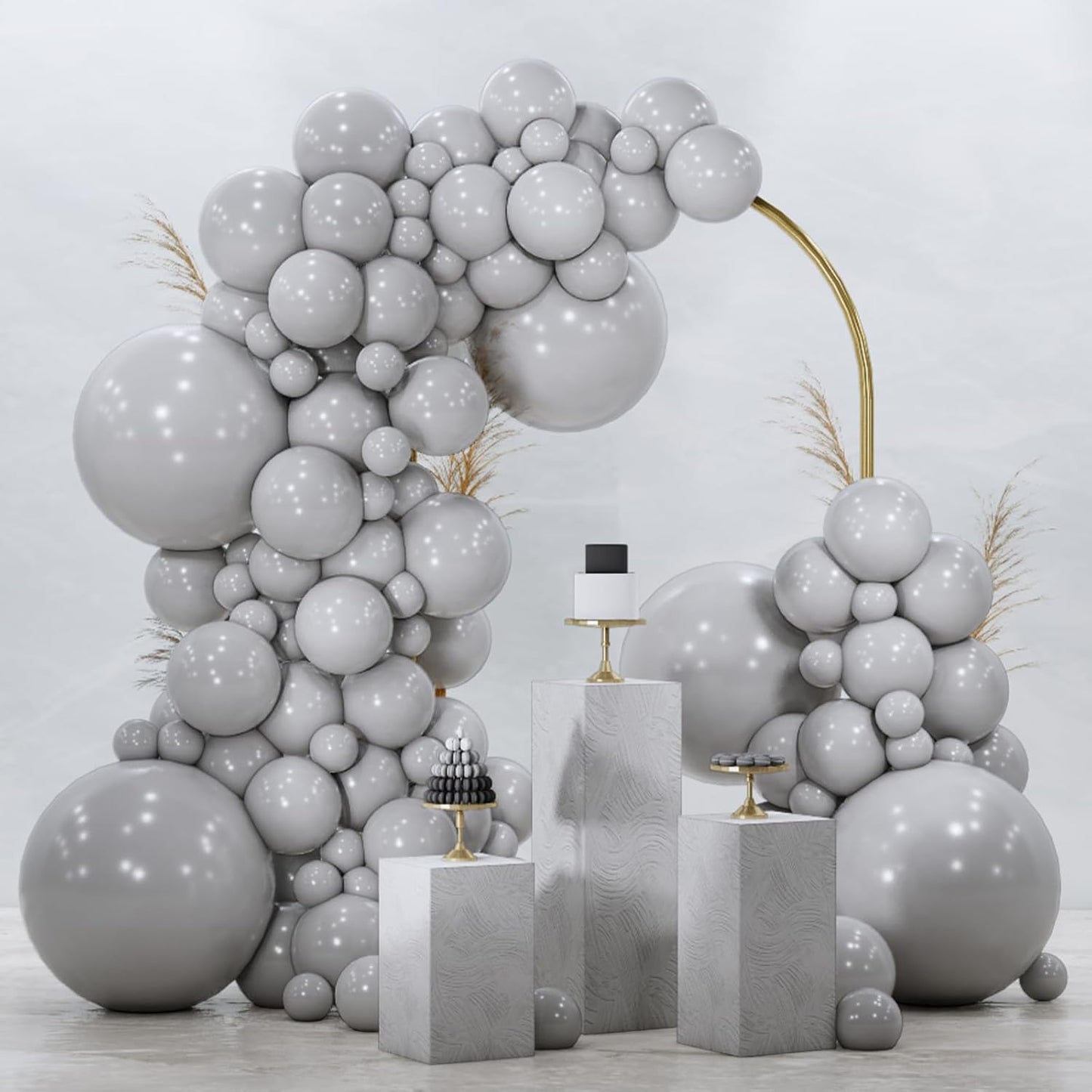 PartyWoo Gray Balloons - 120-Piece Matte Latex Balloon Arch Kit for Baby Showers & Weddings | 5-12 Inch Sizes