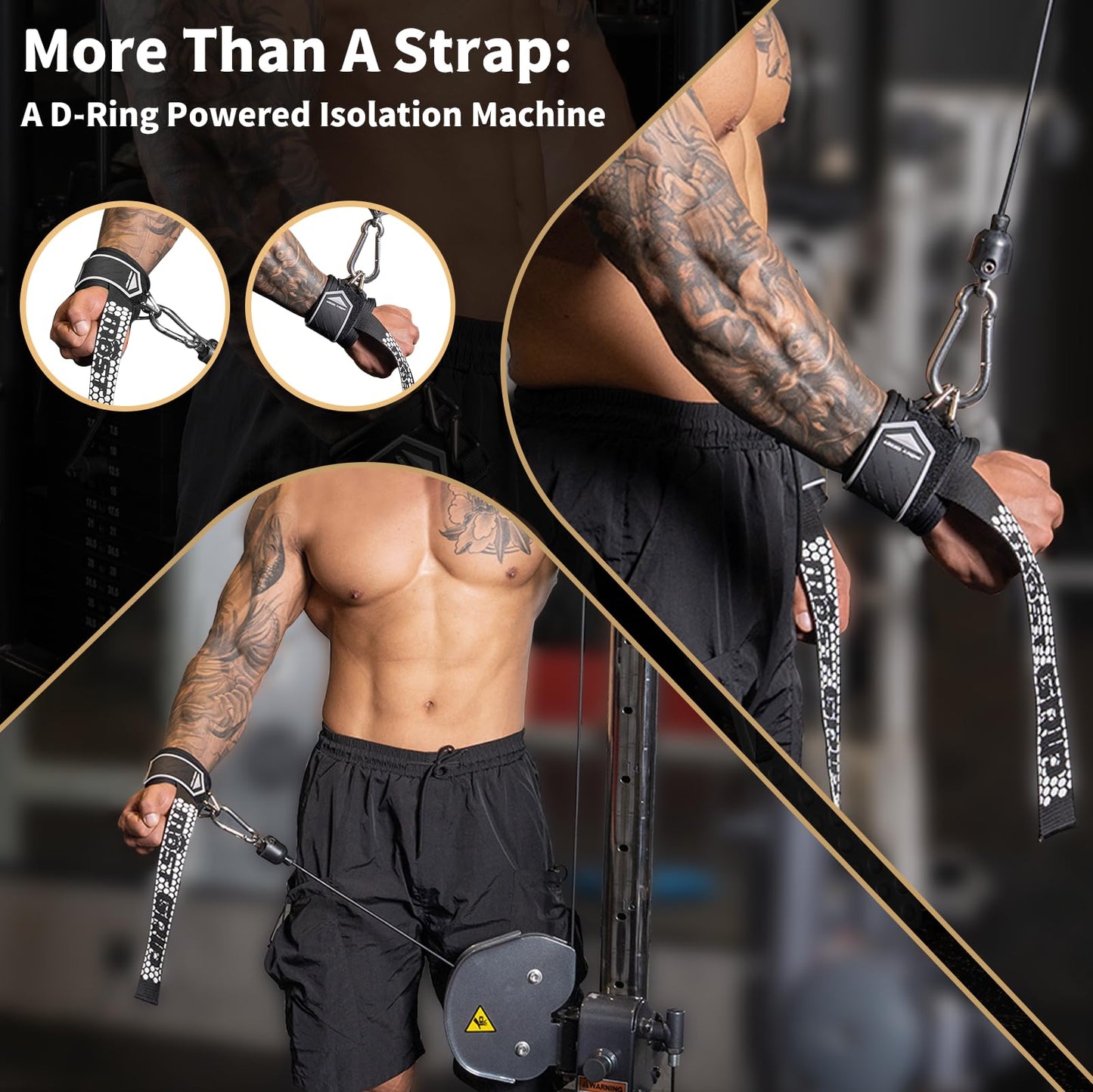 MOST GRIP Drip Glue Non-Slip Wrist Straps for Weightlifting, 2-in-1 Lifting Straps with D Rings for Cable Machine Workout, 10mm Neoprene Padded Wrist Wraps for Weight Lifting Deadlift (Black-White, M (6.3-8.3Inch))