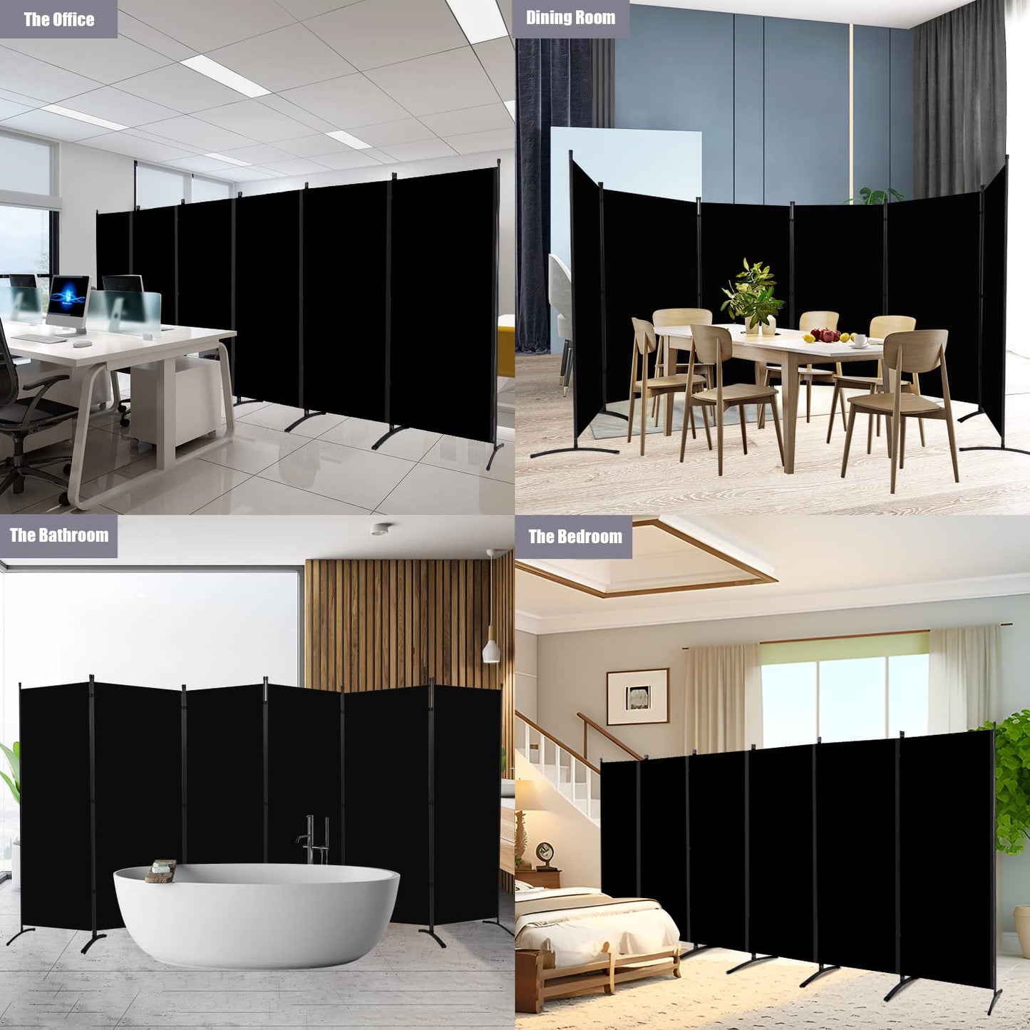 Room Divider 6FT Folding Privacy Screens, 6 Panel Partition Room Dividers w/Freestanding Design, Portable Wall Divider for Room Separtation, Fabric Screen Panel for Home Office Bedroom Dorm