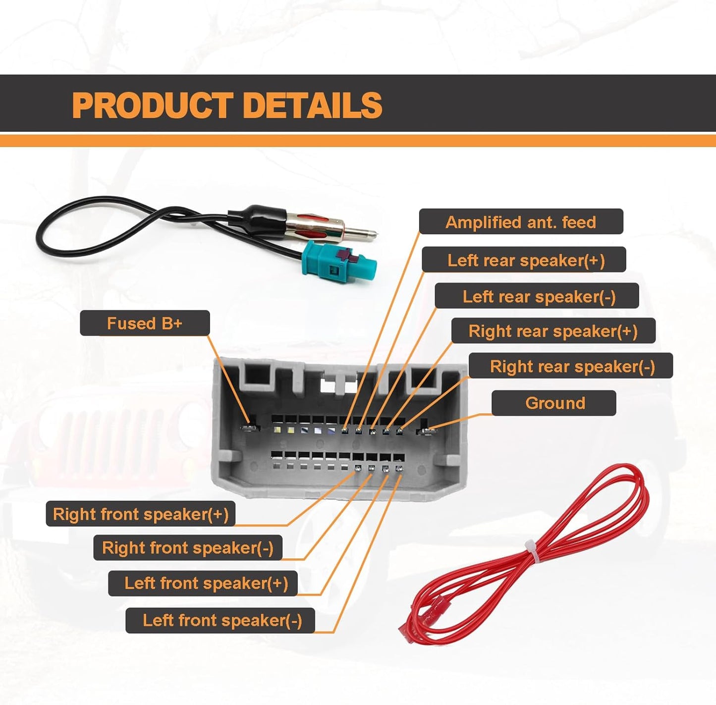 KEVWR 2006-2016 2008-2016 2004-2016 Car Stereo Wiring Harness Radio Wire with Antenna Adapter Connector Compatible