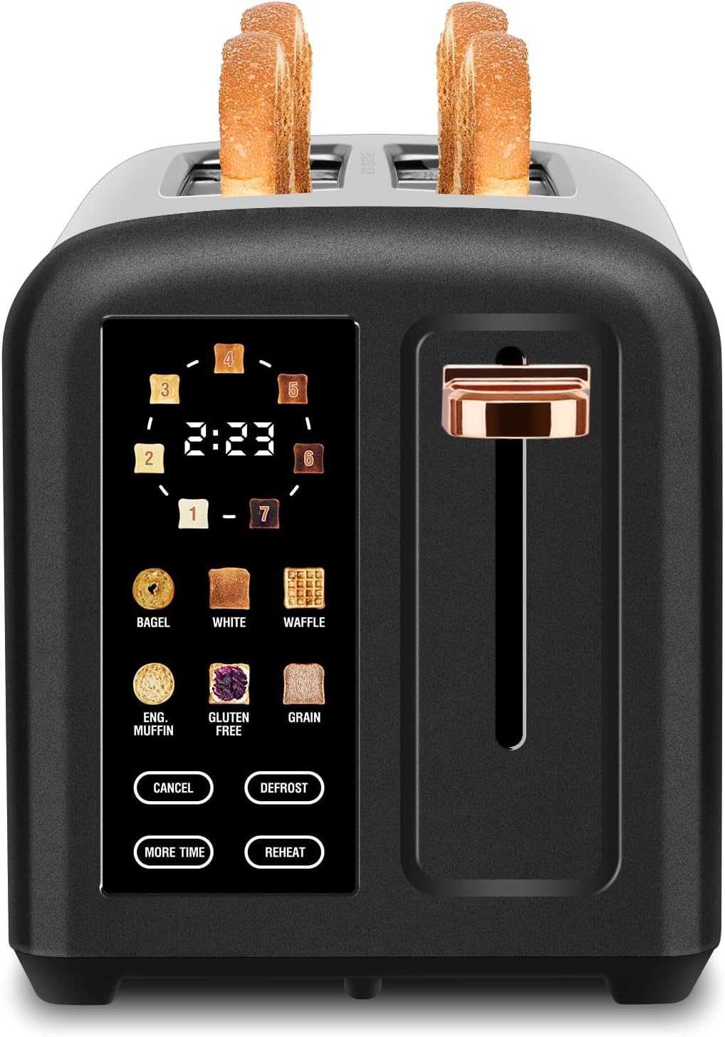 SEEDEEM 2-Slice Toaster - Touch Screen, 7 Shade Settings, 1.5” Wide Slots, Dark Chocolate Finish